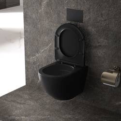 MISKA WC WISZĄCA TORNADO NERO-MTB-03 CZARNA DESKA WOLNOOPADAJĄCA DUROPLAST NERO-MTB-03