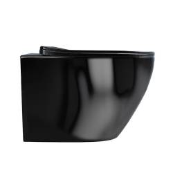 MISKA WC WISZĄCA TORNADO FLOW-BL-TR-03 CZARNA DESKA WOLNOOPADAJĄCA DUROPLAST FLOW-BL-TR-03