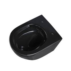 MISKA WC WISZĄCA TORNADO FLOW-BL-TR-03 CZARNA DESKA WOLNOOPADAJĄCA DUROPLAST FLOW-BL-TR-03