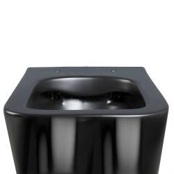 MISKA WC WISZĄCA RIMLESS RAIN-BL-RIM-03 CZARNA DESKA WOLNOOPADAJĄCA DUROPLAST RAIN-BL-RIM-03