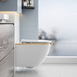 MISKA WC WISZĄCA RIMLESS MIZU-WH-GL-RIM-03 BIAŁA DESKA WOLNOOPADAJĄCA MIZU-WH-GL-RIM-03