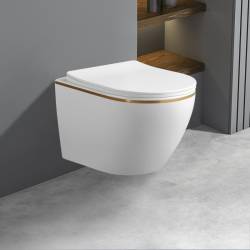 MISKA WC WISZĄCA RIMLESS MIZU-WH-GL-RIM-03 BIAŁA DESKA WOLNOOPADAJĄCA MIZU-WH-GL-RIM-03