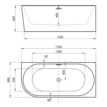 WANNA WOLNOSTOJĄCA MERA 2 509D PRAWA 170x80