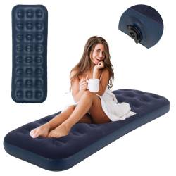 MATERAC DMUCHANY POMPOWANY WELUROWY JEDNOOSOBOWY NEST GRANATOWY 191x73 CM NEST-SINGLE