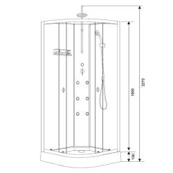 KABINA PRYSZNICOWA Z HYDROMASAŻEM WSH7703B 90x90 CM WSH7703B-90