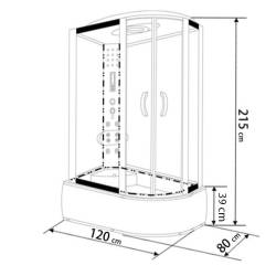 KABINA PRYSZNICOWA Z HYDROMASAŻEM WSH7306L LEWA 120x80 CM WSH7306L-120X80