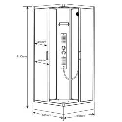 KABINA PRYSZNICOWA Z HYDROMASAŻEM WSH312B 90x90 CM WSH312B-90