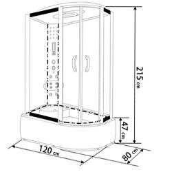 KABINA PRYSZNICOWA Z HYDROMASAŻEM I SAUNĄ WSH7106LWS LEWA BIAŁA 120x80 CM WSH7106LWS-120X80
