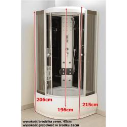 KABINA PRYSZNICOWA Z HYDROMASAŻEM I SAUNĄ WSH7080S 80x80 CM WSH7080S-80