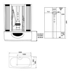 KABINA PRYSZNICOWA Z HYDROMASAŻEM I SAUNĄ SANDRA 9944BS 165x85 CM SANDRA-9944BS-165X85