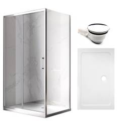 KABINA PRYSZNICOWA Z BRODZIKIEM 120X90 CM CHROM KZ104C+ST04C-WH
