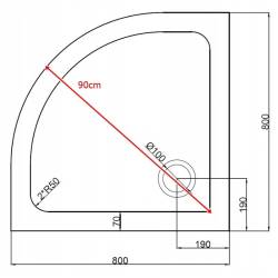 KABINA PRYSZNICOWA PÓŁOKRĄGŁA Z BRODZIKIEM KZ101A/ST01A CHROM/BIAŁY 80x80CM KZ101A+ST01A