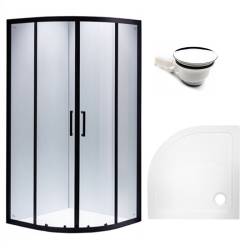 KABINA PRYSZNICOWA PÓŁOKRĄGŁA Z BRODZIKIEM BS01A/ST01A CZARNA/BIAŁY 80x80CM BS01A+ST01A-WH