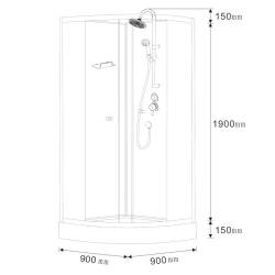 KABINA PRYSZNICOWA PÓŁOKRĄGŁA WSH313B 90x90 CM WSH313B-90