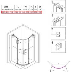 KABINA PRYSZNICOWA PÓŁOKRĄGŁA KZ92B CHROM 90x90 CM KZ92B-90