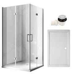 KABINA PRYSZNICOWA PROSTOKĄTNA Z BRODZIKIEM KZ12B/SXL03C CHROM/BIAŁY 100x80
