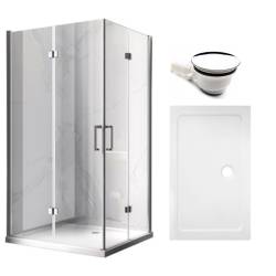 KABINA PRYSZNICOWA PROSTOKĄTNA Z BRODZIKIEM KZ12B/ST03A CHROM/BIAŁY 100x80 CM KZ12B+ST03A-WH