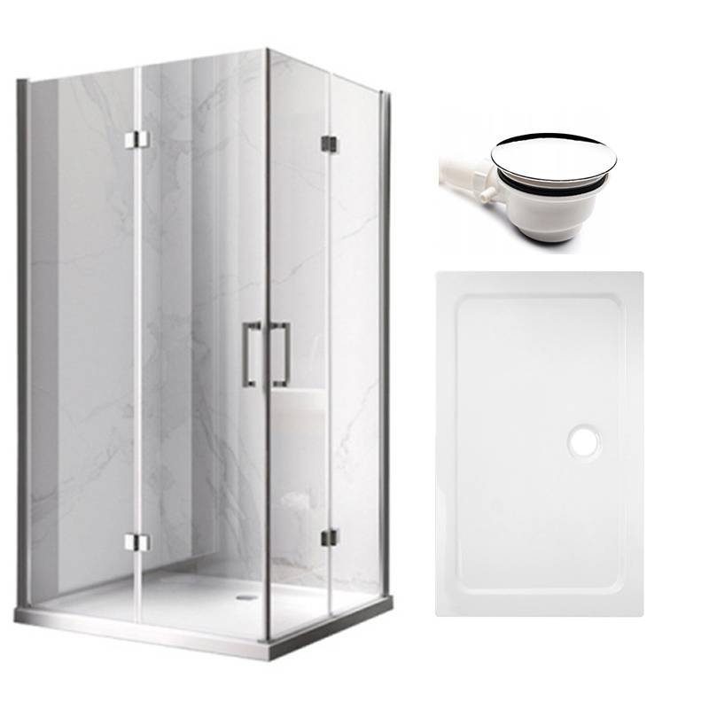 KABINA PRYSZNICOWA PROSTOKĄTNA Z BRODZIKIEM KZ12B/ST03A CHROM/BIAŁY 100x80 CM KZ12B+ST03A-WH
