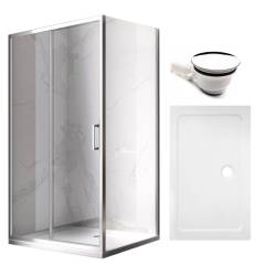 KABINA PRYSZNICOWA PROSTOKĄTNA Z BRODZIKIEM KZ103C/ST03C CHROM/BIAŁY 120x80 CM