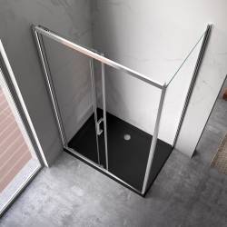 KABINA PRYSZNICOWA PROSTOKĄTNA Z BRODZIKIEM KZ103A/SXL03C CHROM/CZARNY 100x80 CM