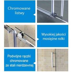 KABINA PRYSZNICOWA PROSTOKĄTNA KZ203A CHROM 100x80 CM KZ203A-100X80