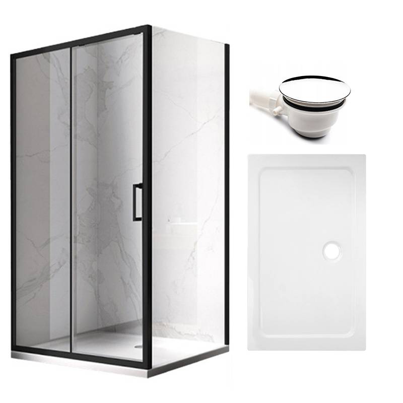 KABINA PRYSZNICOWA PROSTOKĄTNA Z BRODZIKIEM KZ103B/ST03B CZARNA110x80 CM
