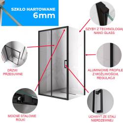 KABINA PRYSZNICOWA PROSTOKĄTNA KZ103 CZARNA 90x80 CM KZ103-BL-90X80