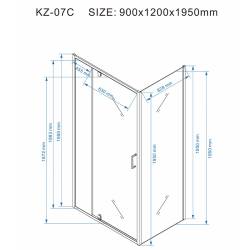 KABINA PRYSZNICOWA PROSTOKĄTNA KZ07C CHROM 120x90 CM KZ07C-120X90