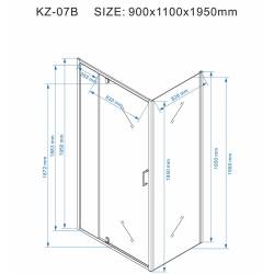 KABINA PRYSZNICOWA PROSTOKĄTNA KZ07B CHROM 110x90 CM KZ07B-110X90