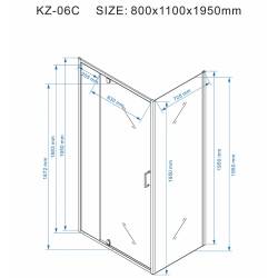 KABINA PRYSZNICOWA PROSTOKĄTNA KZ06C CZARNA 110x80 CM KZ06C-BL-110X80