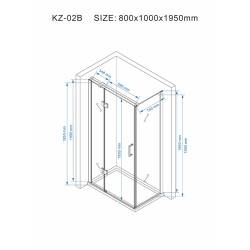 KABINA PRYSZNICOWA PROSTOKĄTNA KZ02B CHROM 100x80 CM KZ02B-100X80