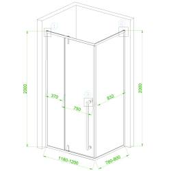 KABINA PRYSZNICOWA PROSTOKĄTNA BS16A CZARNA 100x90 CM BS16A-100X90