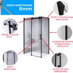 KABINA PRYSZNICOWA PROSTOKĄTNA BS14C CZARNA 120x90 CM BS14C-120X90