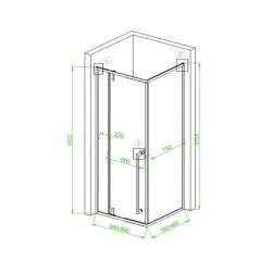 KABINA PRYSZNICOWA PROSTOKĄTNA BS12D CZARNA 90x80 CM BS12D-90X80