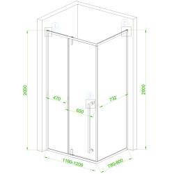 KABINA PRYSZNICOWA PROSTOKĄTNA BS12C CZARNA 120x80 CM BS12C-120X80