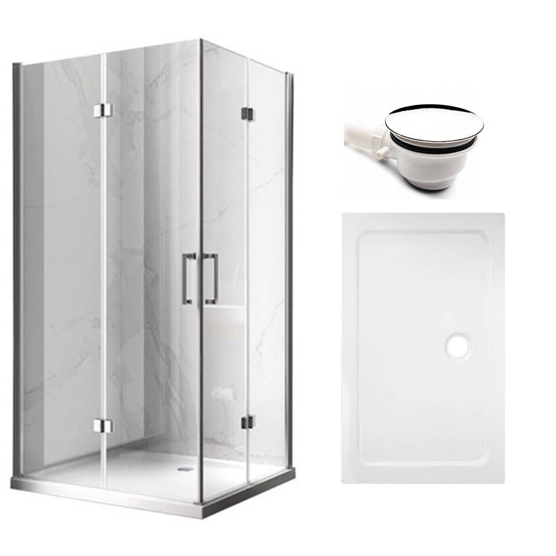 KABINA PRYSZNICOWA PROSTOKĄTNA + BRODZIK KZ13A/ST04A CHROM/BIAŁY 100x90 CM KZ13A+ST04A