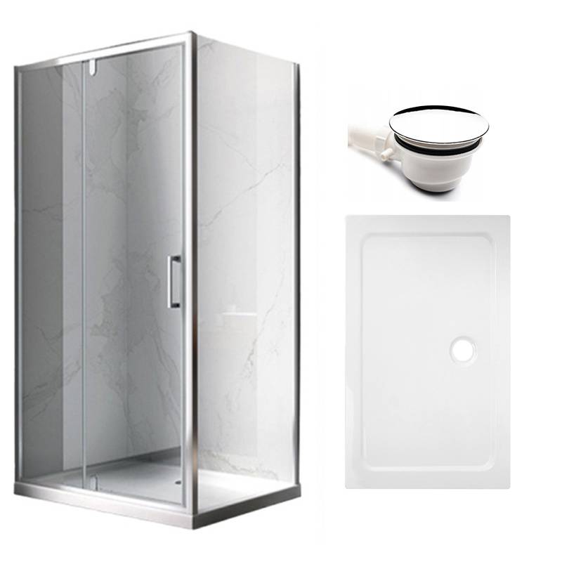 KABINA PRYSZNICOWA PROSTOKĄTNA + BRODZIK KZ06B/ST03A CHROM/BIAŁY 100x80 CM KZ06B+ST03A-WH