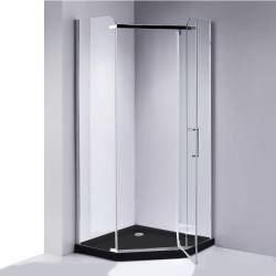 KABINA PRYSZNICOWA PIĘCIOKĄTNA Z BRODZIKIEM KZ91B/ST07B CHROM/CZARNY 90x90
