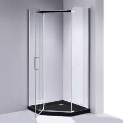 KABINA PRYSZNICOWA PIĘCIOKĄTNA Z BRODZIKIEM KZ91B/ST07B CHROM/CZARNY 90x90