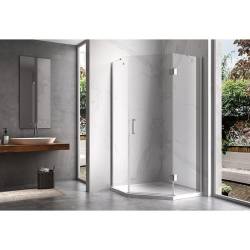 KABINA PRYSZNICOWA PIĘCIOKĄTNA Z BRODZIKIEM KZ10B/ST08B CHROM/BIAŁY 90x90CM KZ10B+ST08B-WH