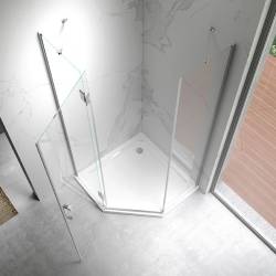 KABINA PRYSZNICOWA PIĘCIOKĄTNA Z BRODZIKIEM KZ10B/ST08B CHROM/BIAŁY 90x90CM KZ10B+ST08B-WH