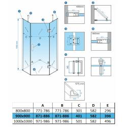 KABINA PRYSZNICOWA PIĘCIOKĄTNA Z BRODZIKIEM KZ10B/ST08B CHROM/BIAŁY 90x90CM KZ10B+ST08B-WH