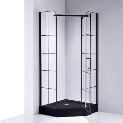KABINA PRYSZNICOWA PIĘCIOKĄTNA Z BRODZIKIEM BS06B/SXL07B CZARNA 90x90 CM
