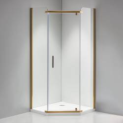 KABINA PRYSZNICOWA PIĘCIOKĄTNA KZ91B ZŁOTY 90x90 CM KZ91B-GL-90