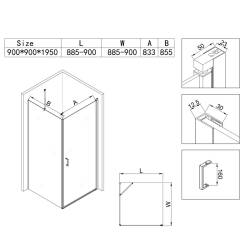 KABINA PRYSZNICOWA KWADRATOWA ZAR-900 CHROM 90x90 CM ZAR-900