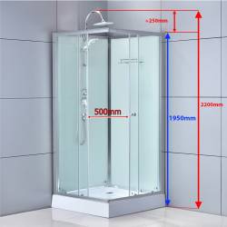KABINA PRYSZNICOWA KWADRATOWA Z BRODZIKIEM WSH308 CHROM 90x90 CM WSH308-MAT-90