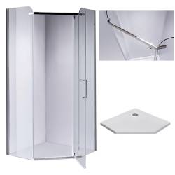 KABINA PRYSZNICOWA PIĘCIOKĄTNA Z BRODZIKIEM KZ91B/ST07B CHROM/BIAŁY 90x90