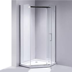 KABINA PRYSZNICOWA PIĘCIOKĄTNA Z BRODZIKIEM KZ91B/ST07B CHROM/BIAŁY 90x90