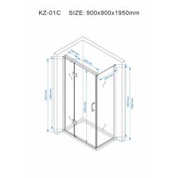 KABINA PRYSZNICOWA KWADRATOWA Z BRODZIKIEM KZ90B/RIKO CHROM/CZARNY 90x90 CM KZ90B+RIKO-BL-90