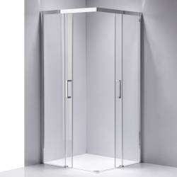 KABINA PRYSZNICOWA KWADRATOWA Z BRODZIKIEM KZ90B/RIKO CHROM/CZARNY 90x90 CM KZ90B+RIKO-BL-90